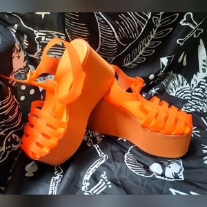 Sugar Thrillz Orange Jelly Platform sandals